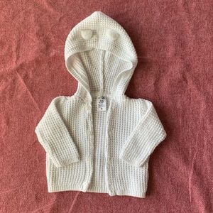 0-3 Months White Baby Girl Sweater